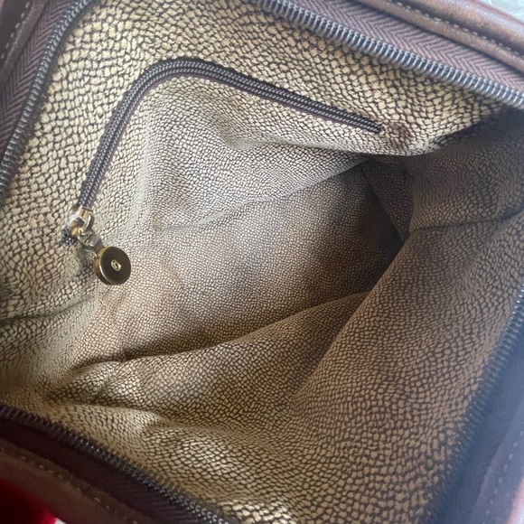 Borbonese Redwall Italy Leather Tote | Partridge Eye Textured | Brass | Vintage - Picture 10 of 13